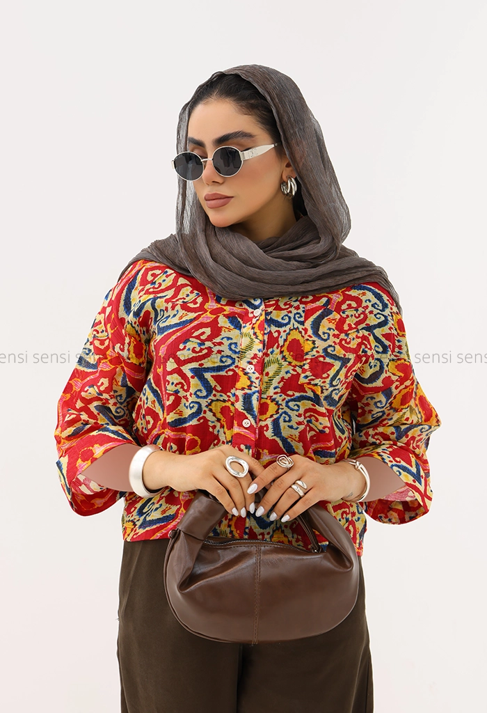 شومیز زنانه شیشه ای طرح دار کد1006092